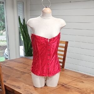 Shimmering Red Corset Top. Sz 5x   Sexy